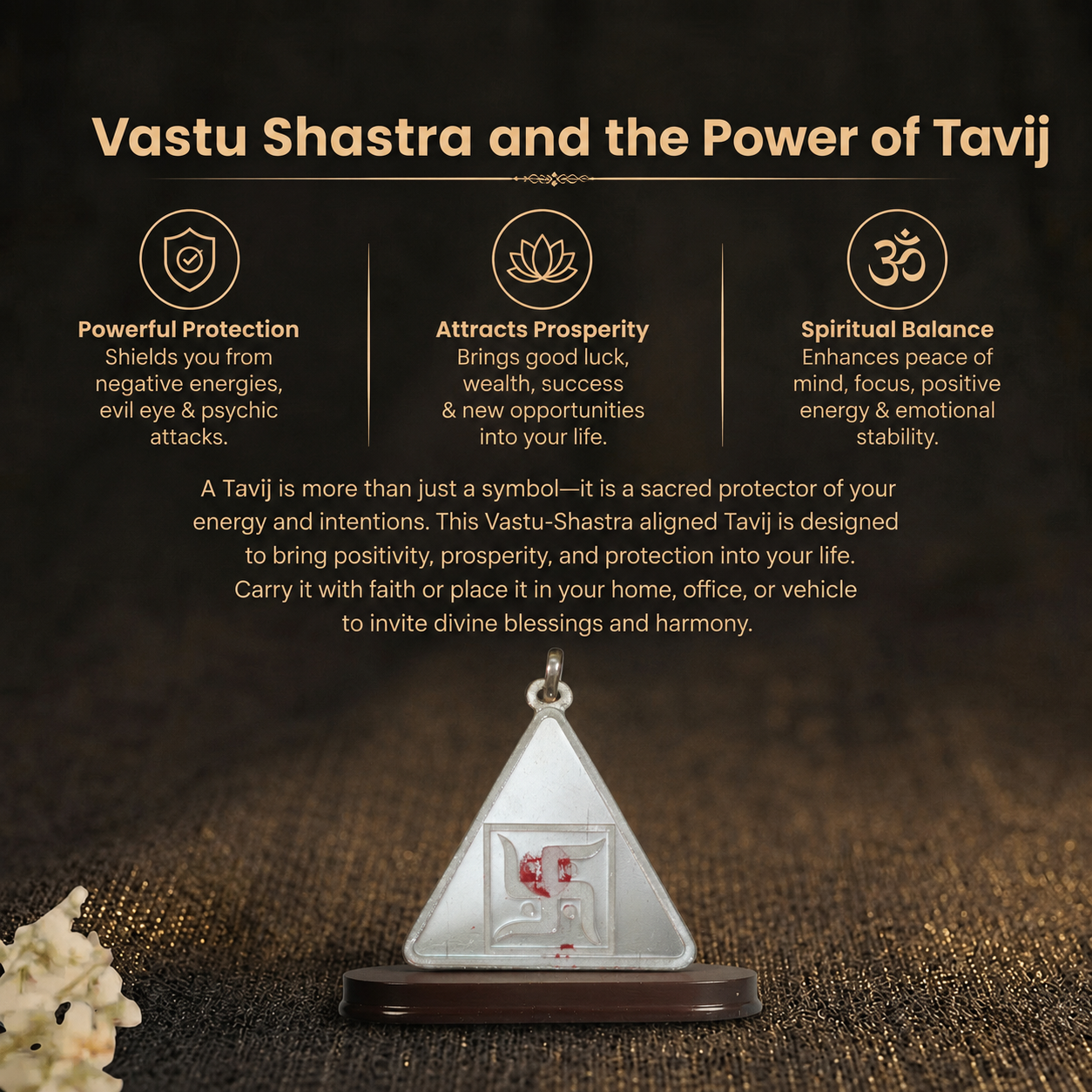 Details of the Silver Triangular Swastik Yantra Tavij
