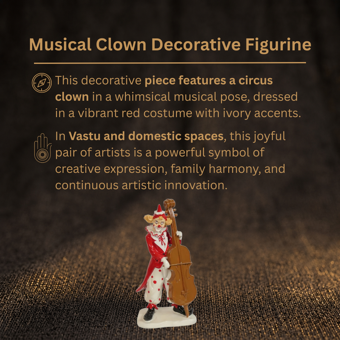 Details of the Whimsical Double Bass Player Clown Figurine