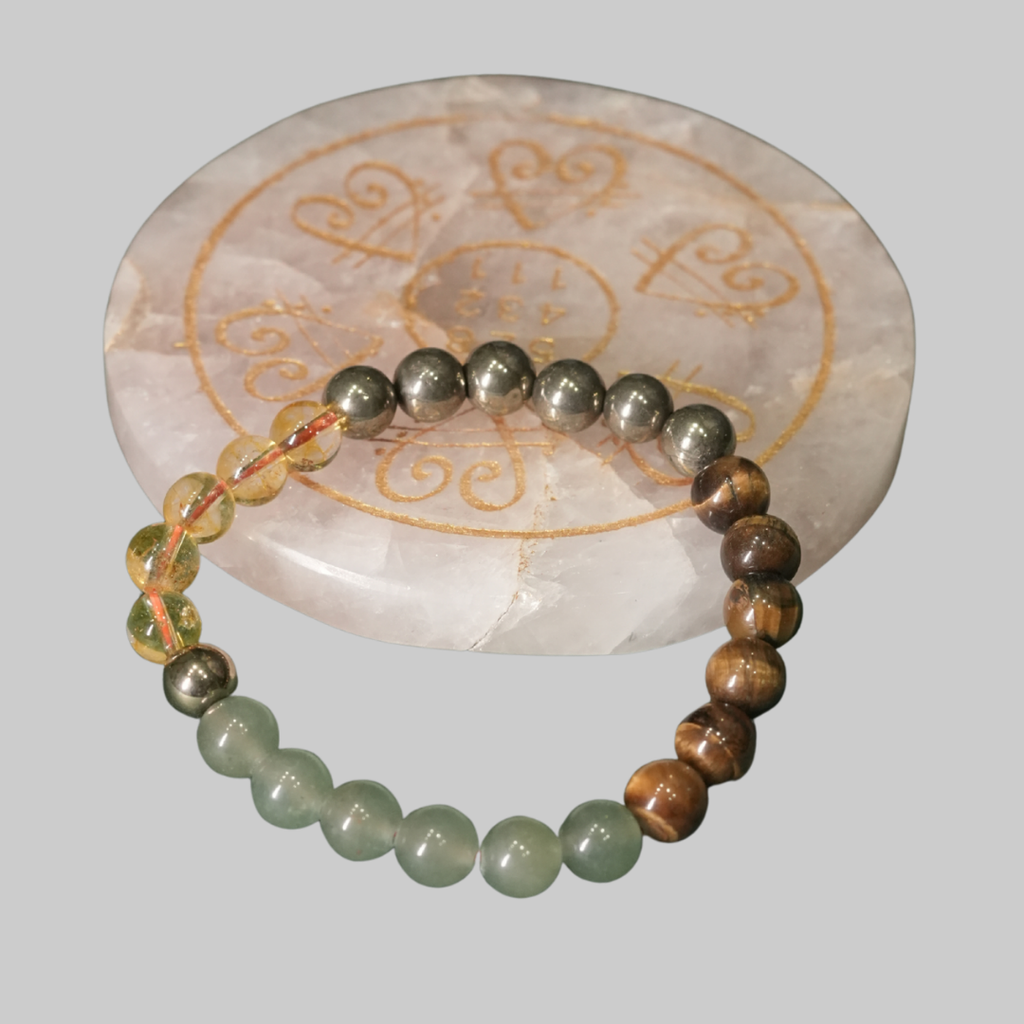 Dhan Akarshan Pyrite, Citrine, Green Aventurine & Tiger’s Eye Abundance Bracelet
