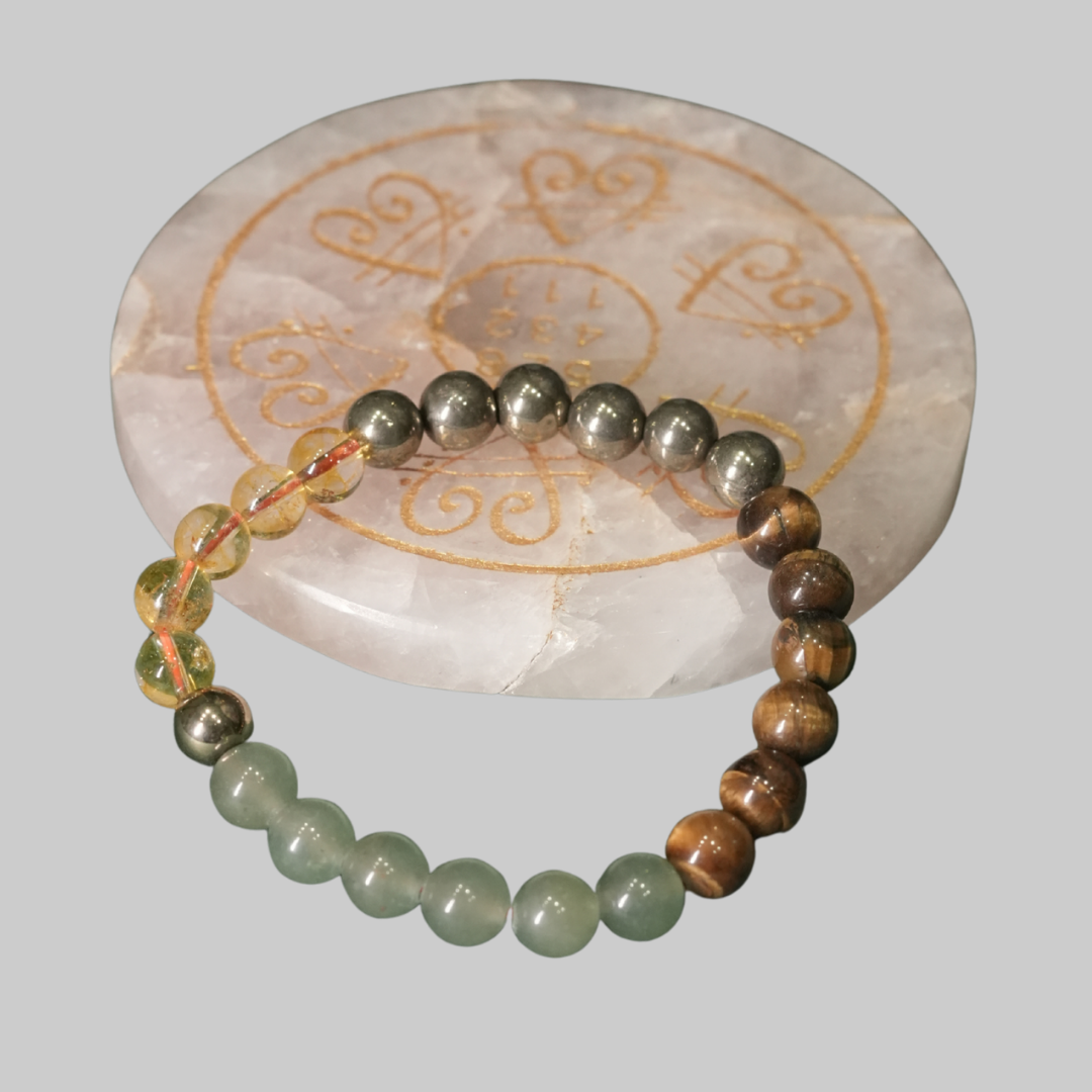 Dhan Akarshan Pyrite, Citrine, Green Aventurine & Tiger’s Eye Abundance Bracelet
