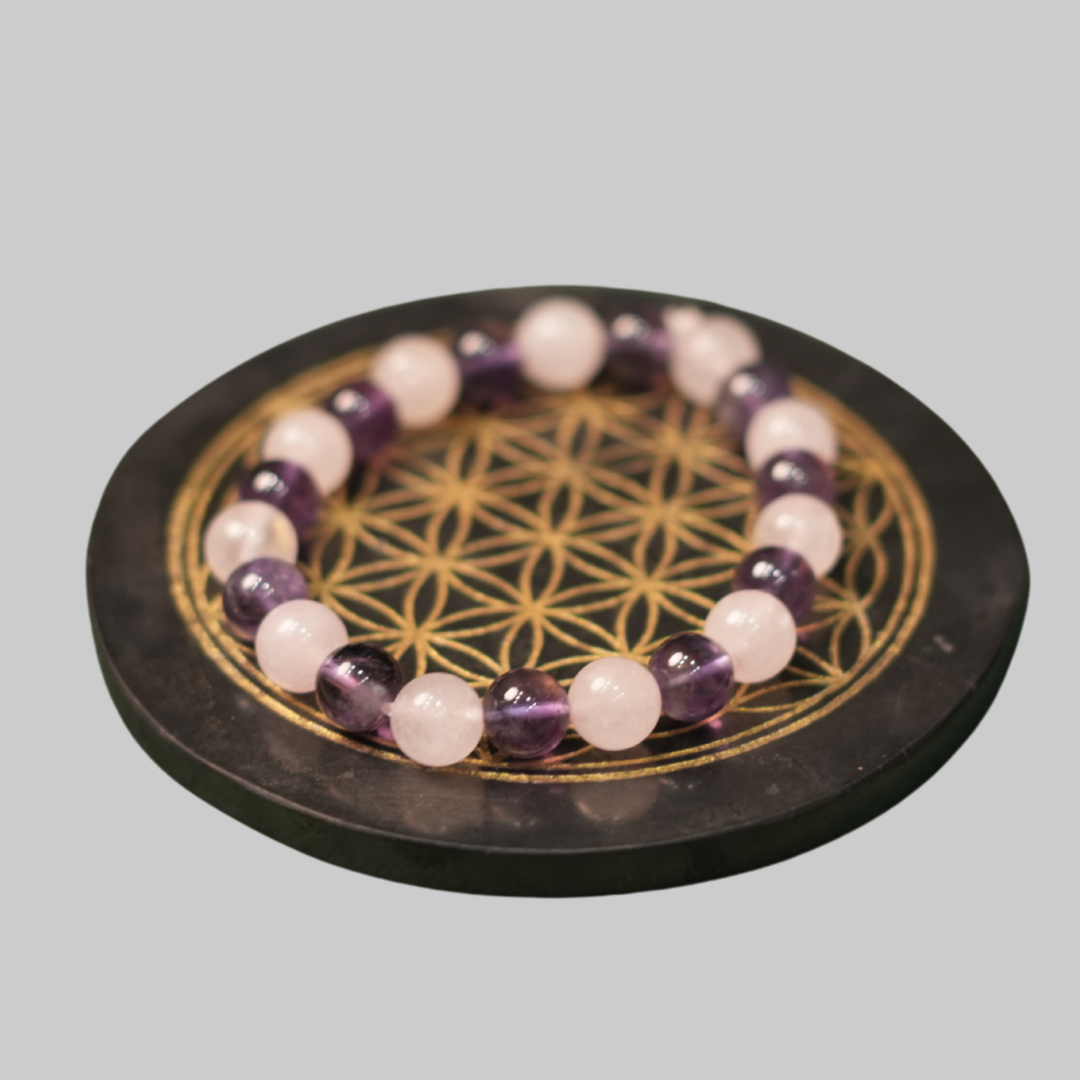 Divine Harmony Amethyst & Rose Quartz Healing Energy Vastu Bracelet
