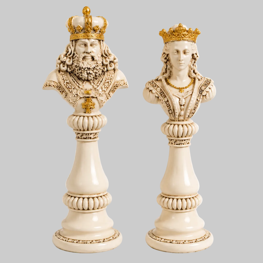 Elegant King & Queen Bust Showpiece Set – Sophisticated Royal Decor for Home or Office