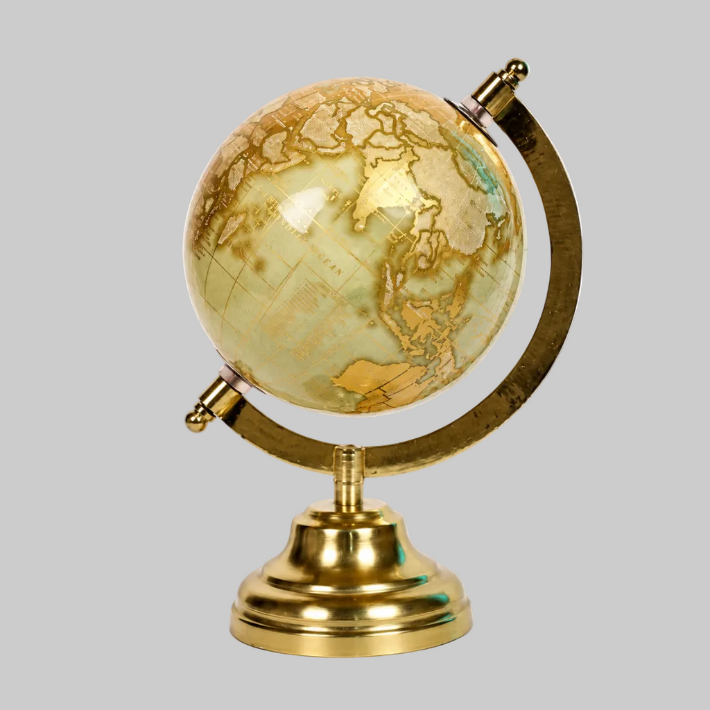 Elegant Metallic Gold Decorative Desktop Globe
