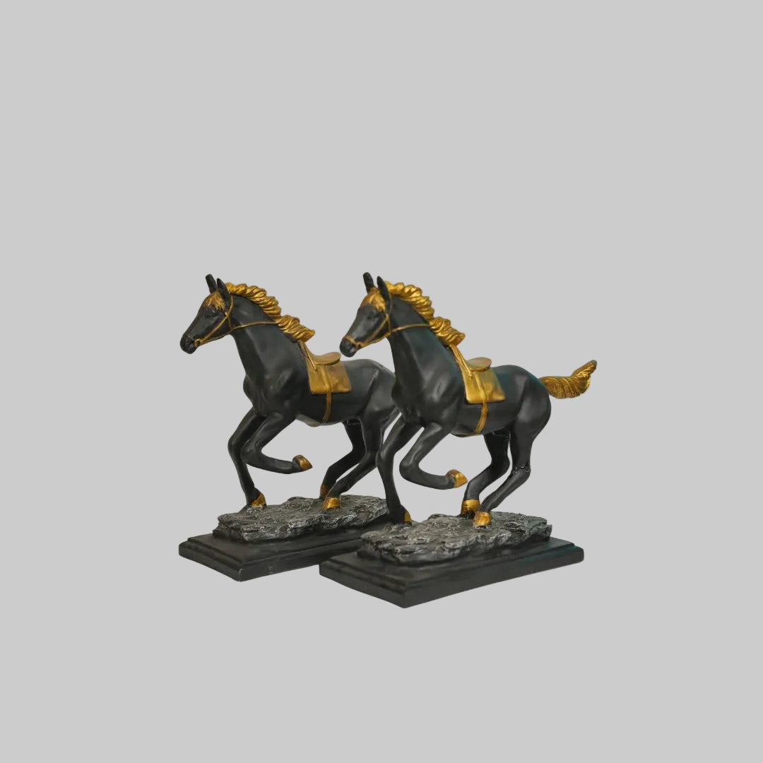Elegant Pair of Running Horses Showpiece – Symbolic Decor for Success & Harmony