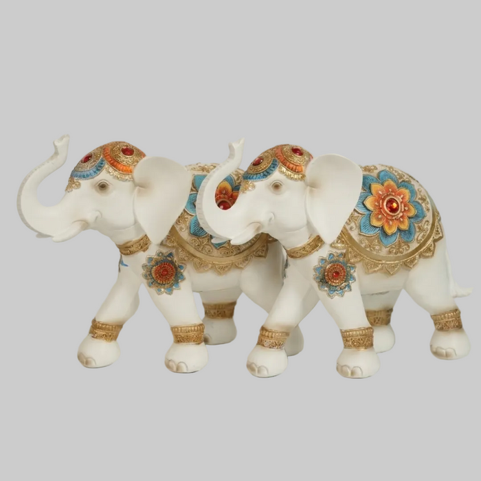 Exquisite Royal Elephant Showpiece (Set of 2)