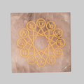 Golden Zodiac Wheel Engraved Rose Quartz Square Charging Plate