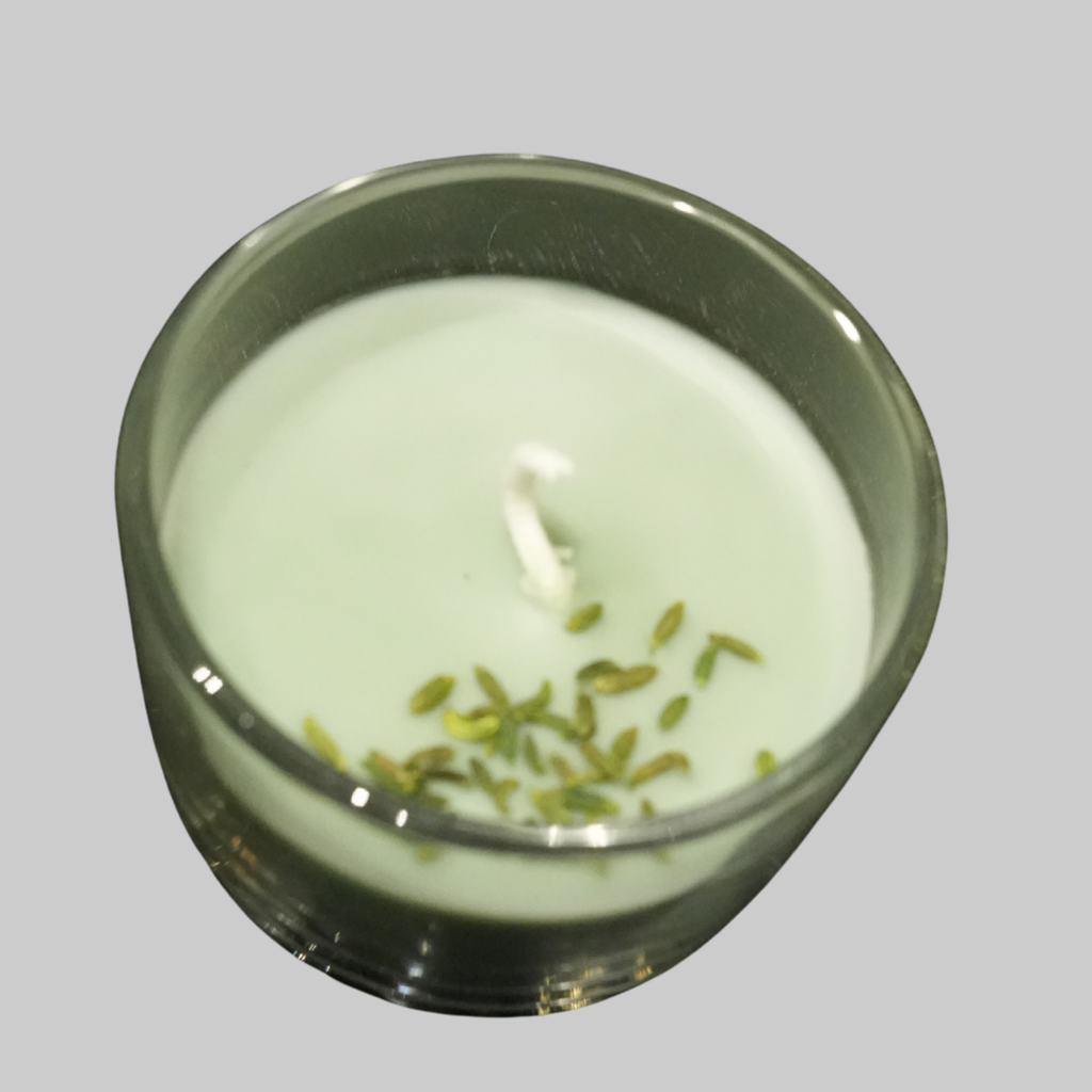 Green Herbal Prosperity & Mercury Energy Vastu Glass Candle
