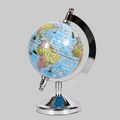 Modern Polished Silver Desktop Globe – Contemporary Decorative World Map Showpiece