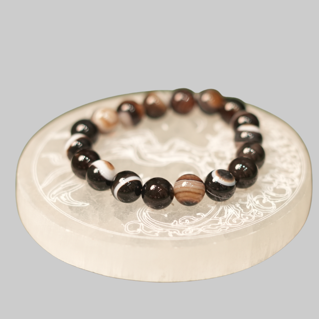 Natural Banded Agate Energy Bracelet for Protection, Stability & Rahu-Ketu Alignment