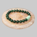 Natural Deep Green Aventurine & Light Green Jade Barrel Energy Bracelet