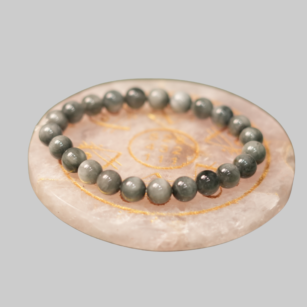 Natural Grey Cat's Eye Energy Bracelet for Protection, Intuition & Ketu Alignment