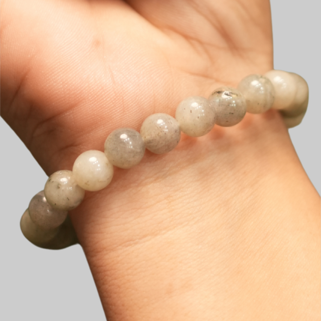 Natural Grey Labradorite Energy Bracelet for Intuition, Aura Protection & Rahu-Ketu Alignment