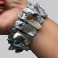 Natural Iridescent Abalone Shell Chunk Statement Bracelet for Intuition, Emotional Balance & Moon-Venus Alignment