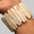Natural Mother of Pearl Slab Cuff Bracelet for Emotional Calm, Prosperity & Moon Alignment