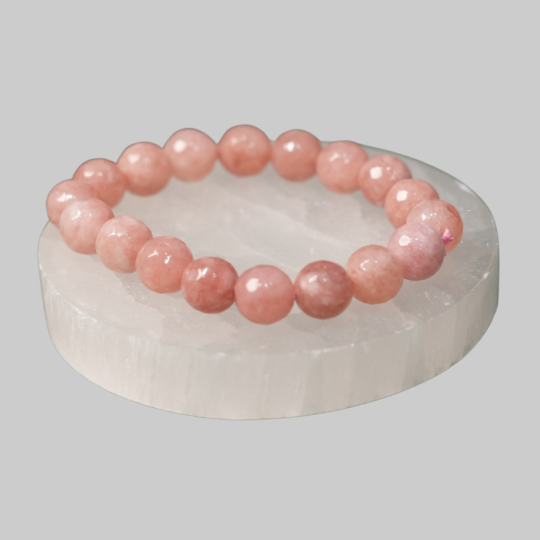 Natural Peach Moonstone & Pink Opal Energy Bracelet