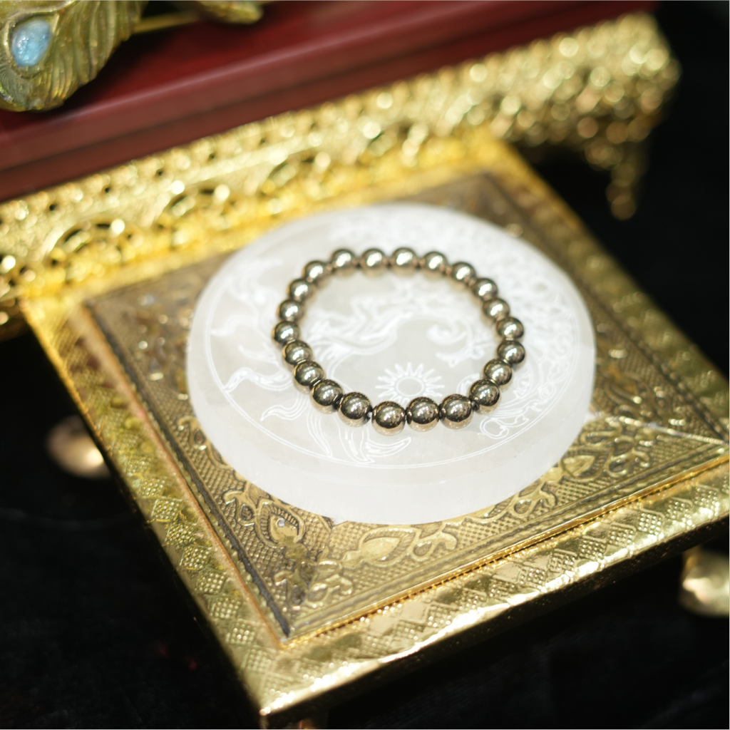 Natural Pyrite "Fool's Gold" Wealth & Protection Energy Vastu Bracelet
