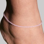 Natural Rose Quartz Beaded Anklet for Love, Harmony & Venus Energy Alignment