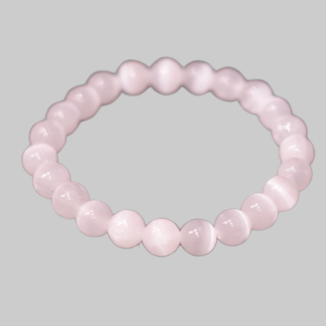 Natural Rose Quartz & Pink Cat’s Eye Bracelet for Love, Peace & Harmony