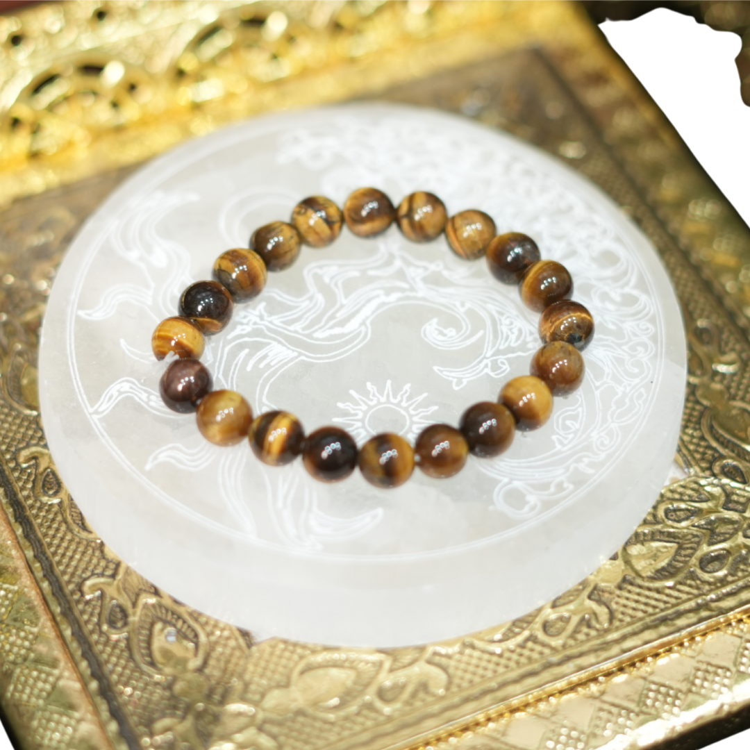 Natural Tiger Eye Gemstone Energy Bracelet for Courage