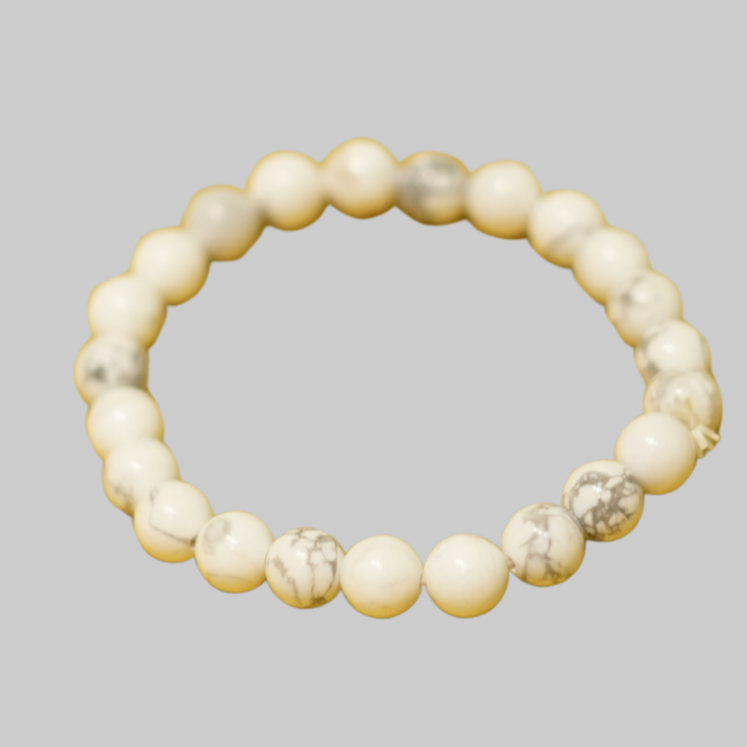 Natural White Howlite Energy Bracelet for Peace, Stress Relief & Moon Alignment