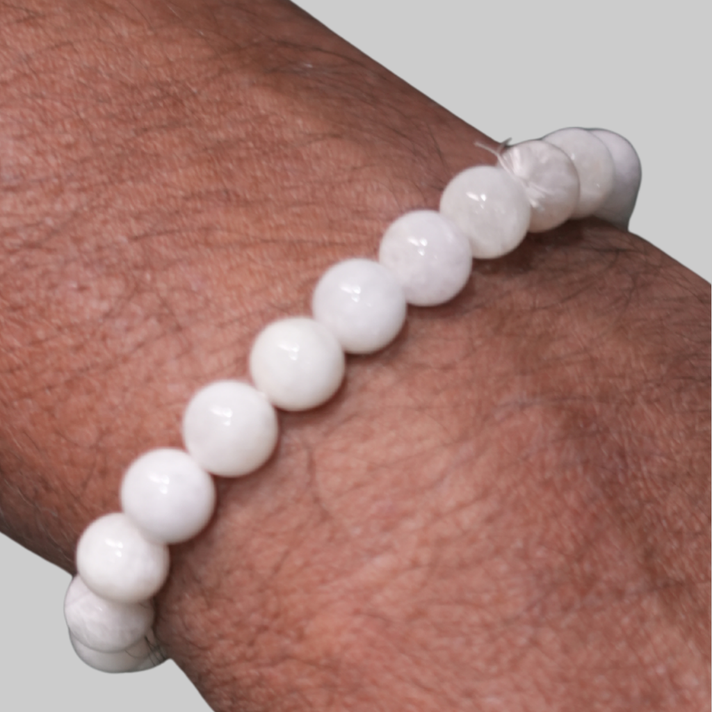 Natural White Moonstone & Selenite Energy Bracelet