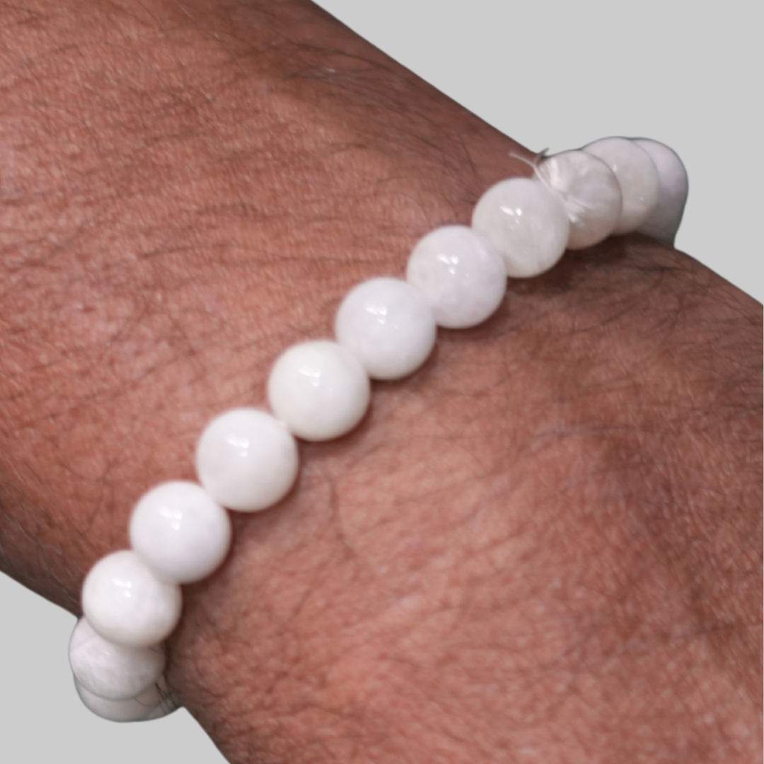 Natural White Moonstone & Selenite Energy Bracelet