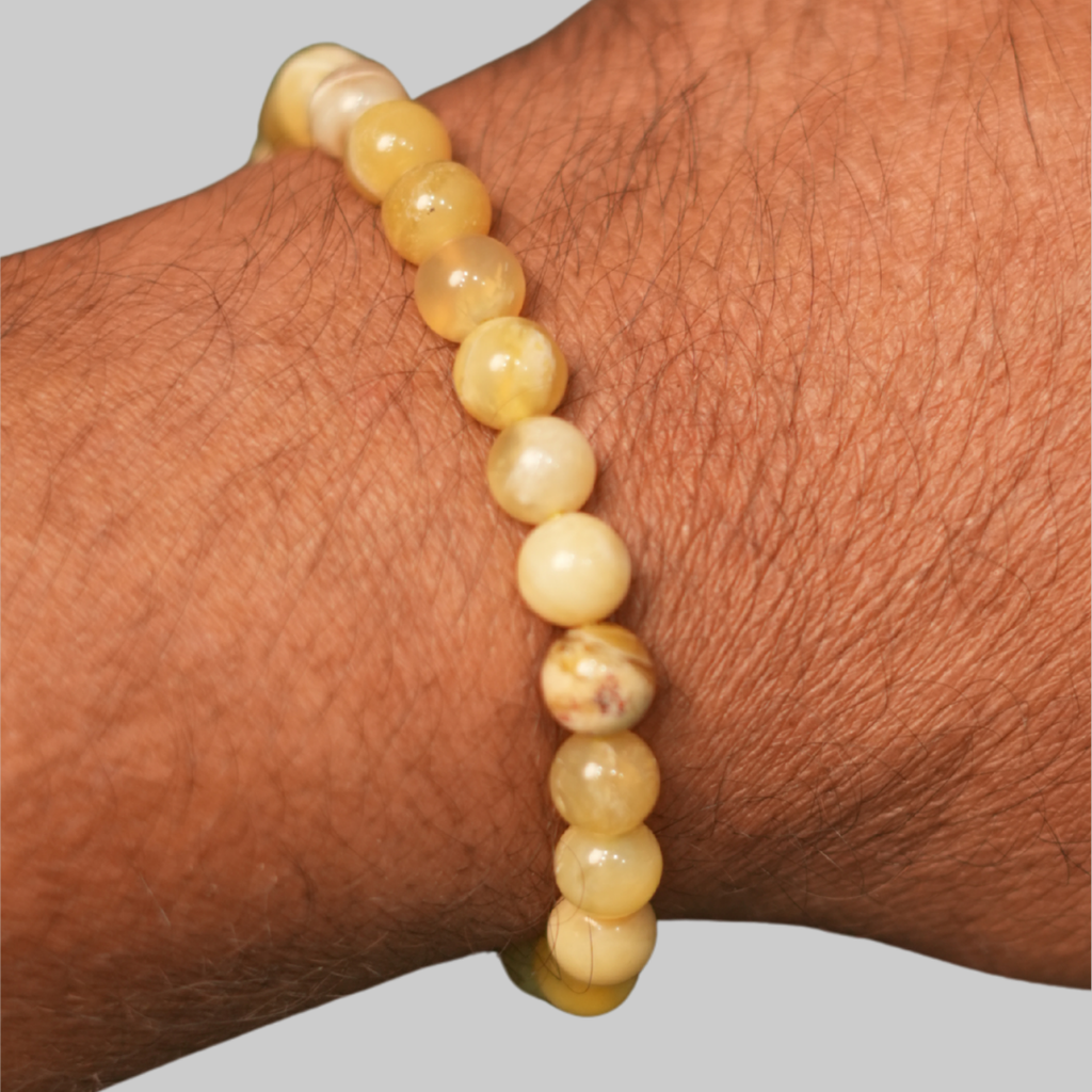 Natural Yellow Jade & Citrine Energy Bracelet for Wealth, Knowledge & Jupiter Alignment