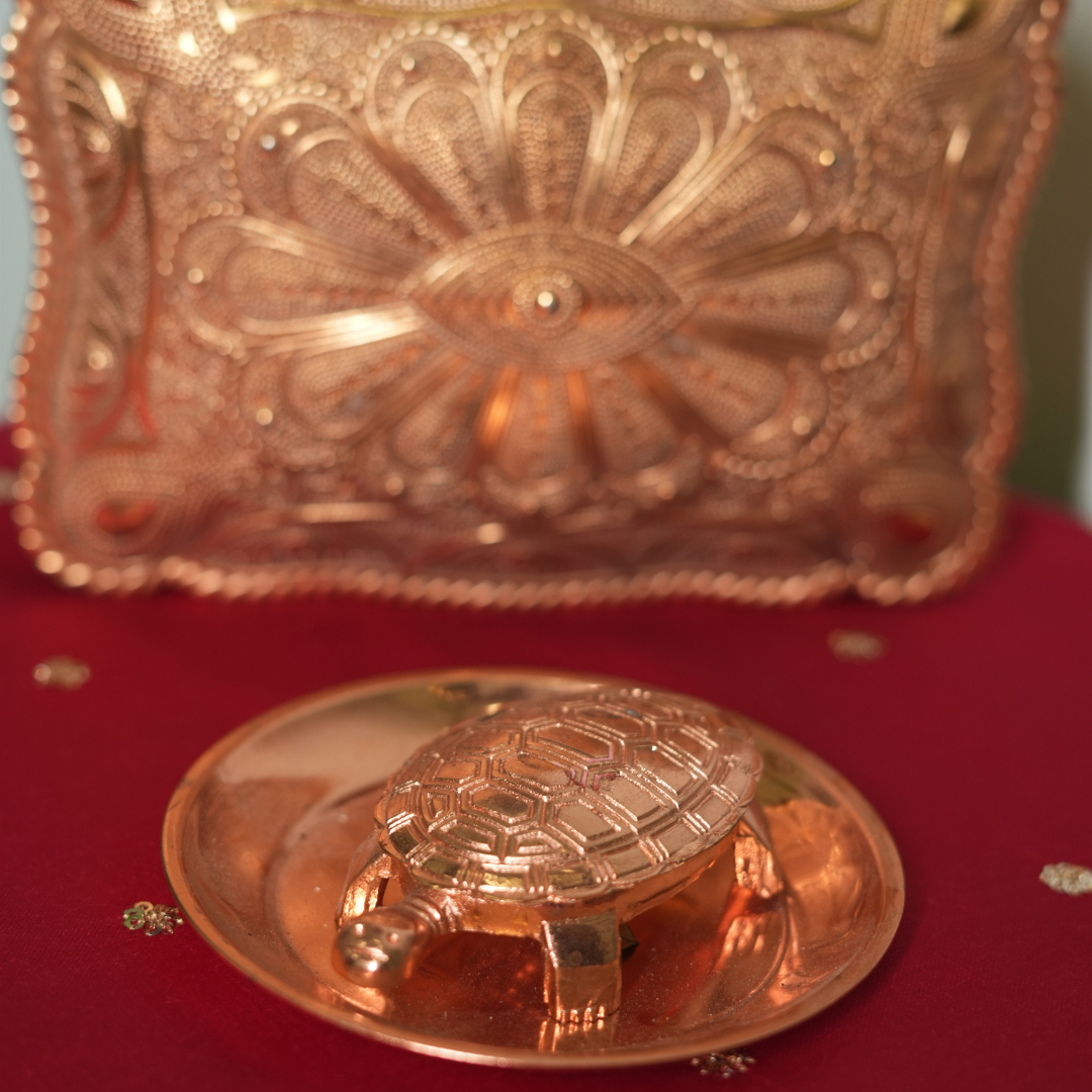 Pure Copper Tortoise with Plate Set