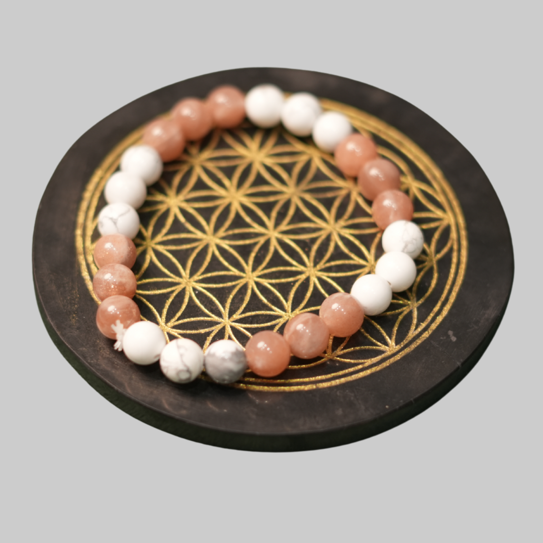 Radiance Peach Moonstone & White Howlite Vastu Energy Bracelet