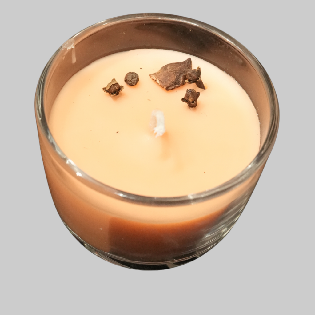Sacred Clove & Cinnamon Infused Peach-Orange Sun & Mars Energy Vastu Candle