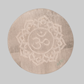Sacred Om Lotus Engraved Natural Selenite Round Charging Plate