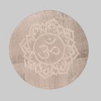 Sacred Om Lotus Engraved Natural Selenite Round Charging Plate