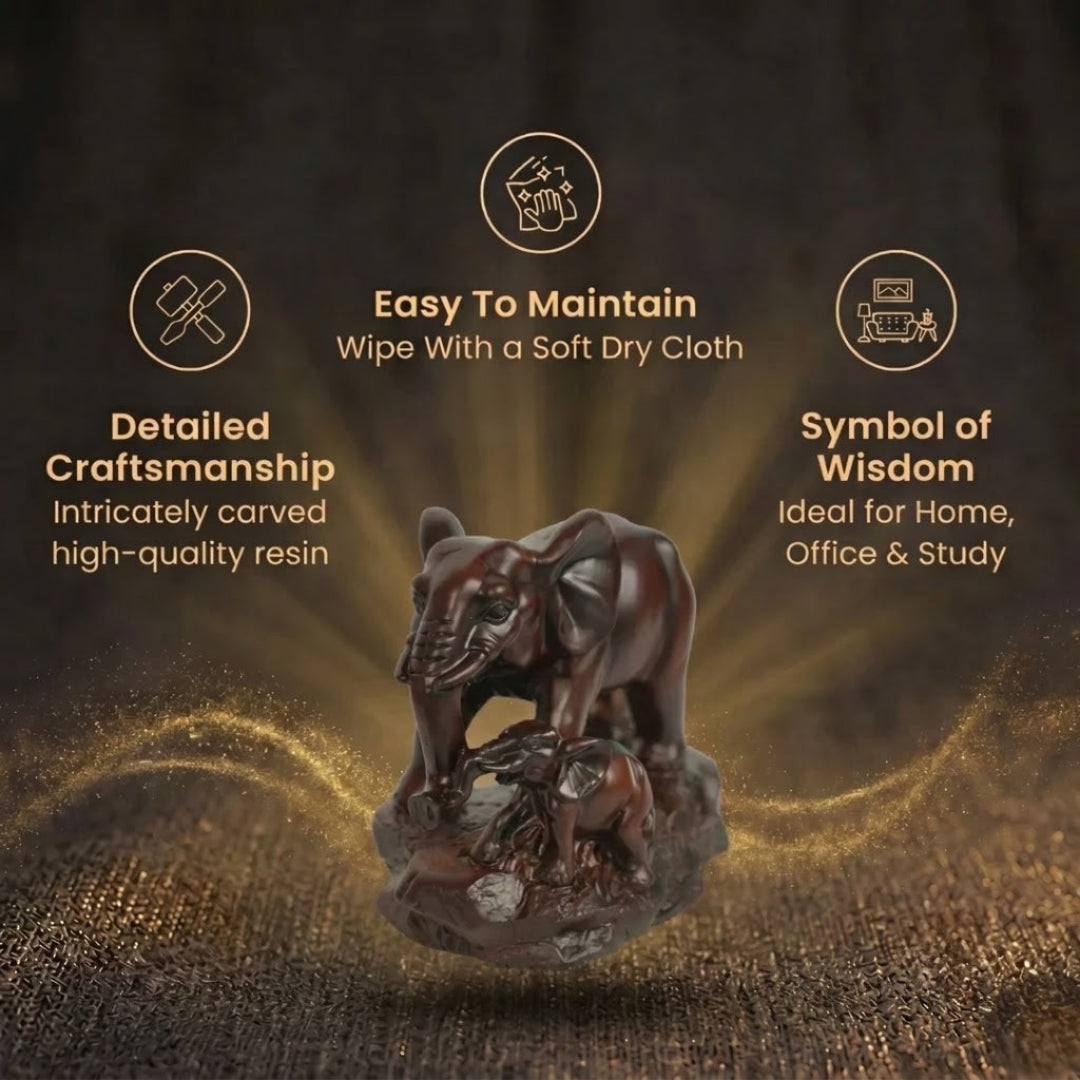 Short Details of Mother and Baby Elephant Statue