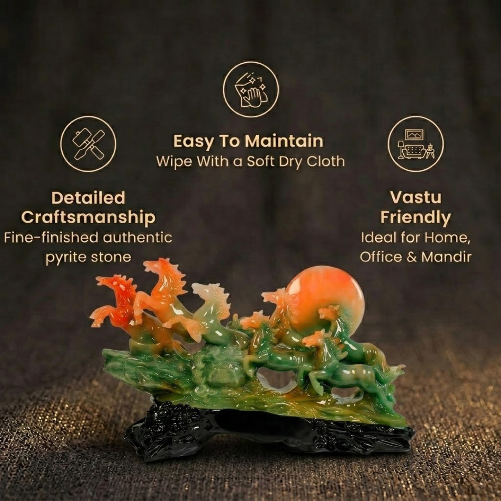 Short Details of 7 Running Horses Pyrite Statue