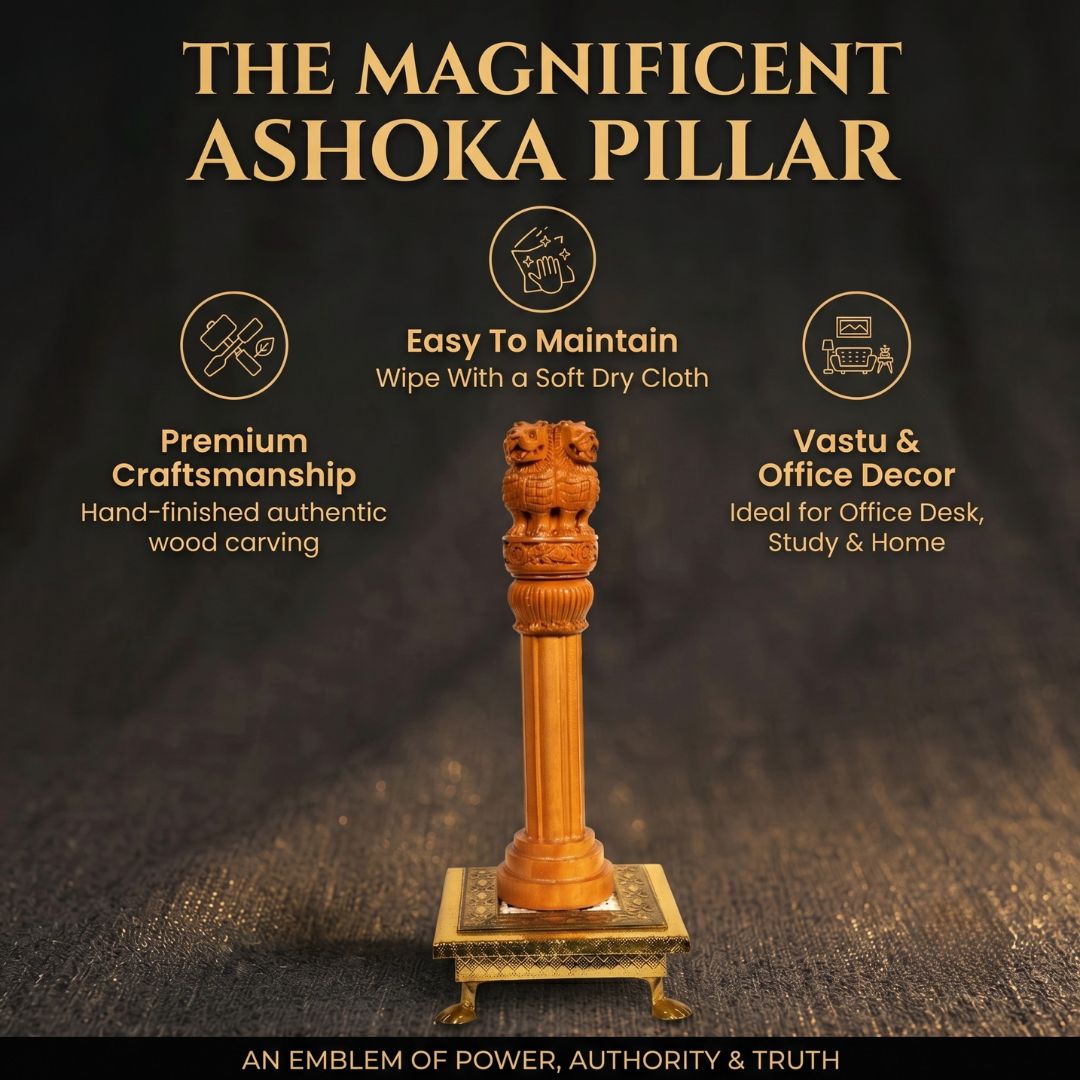 Short Details of Ashoka Stambh Pillar Wooden Statue for Home & Office