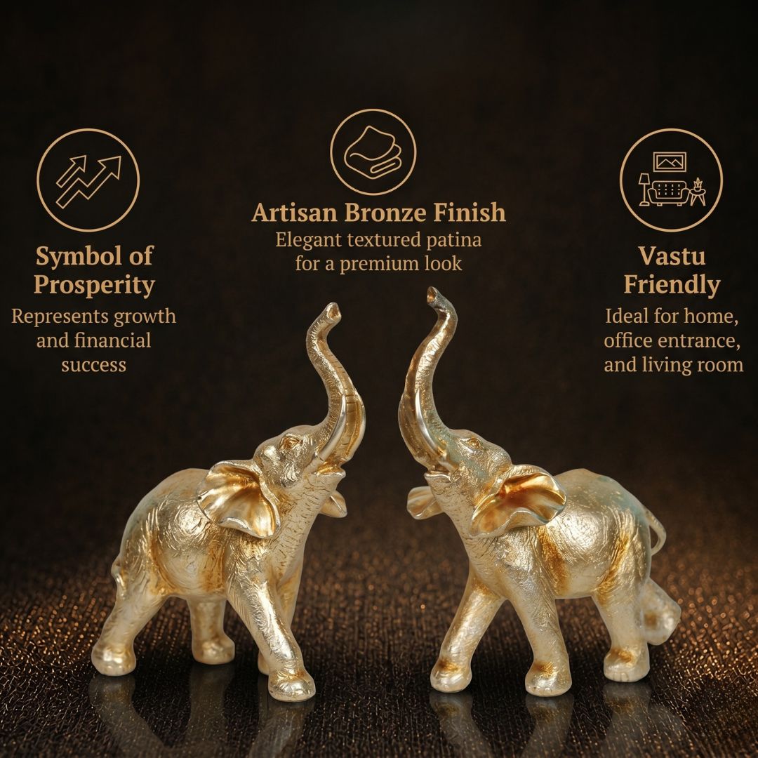 Short Details of Elegant Golden Elephant Duo