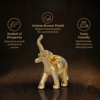 Short Details of Elegant Golden Trunk-Up Elephant Figurine