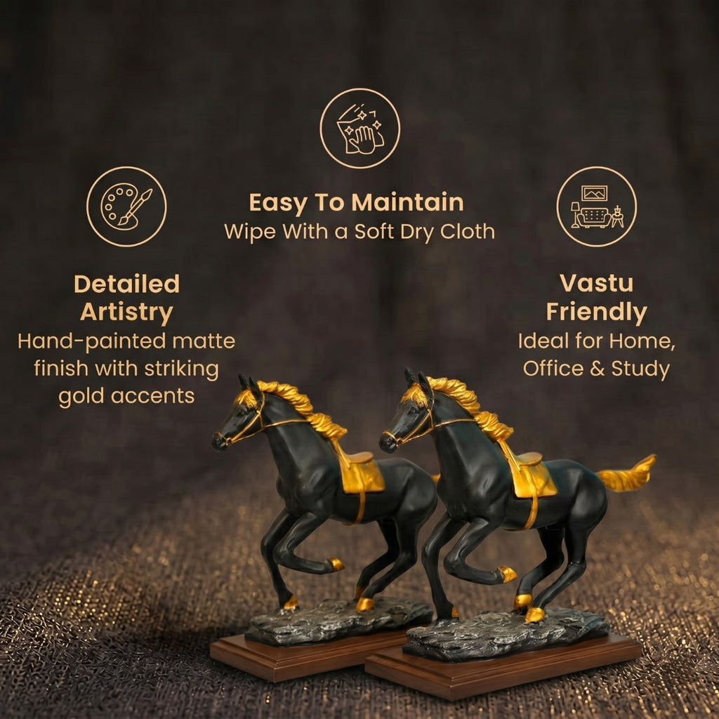 Short Details of Elegant Pair of Running Horses Showpiece