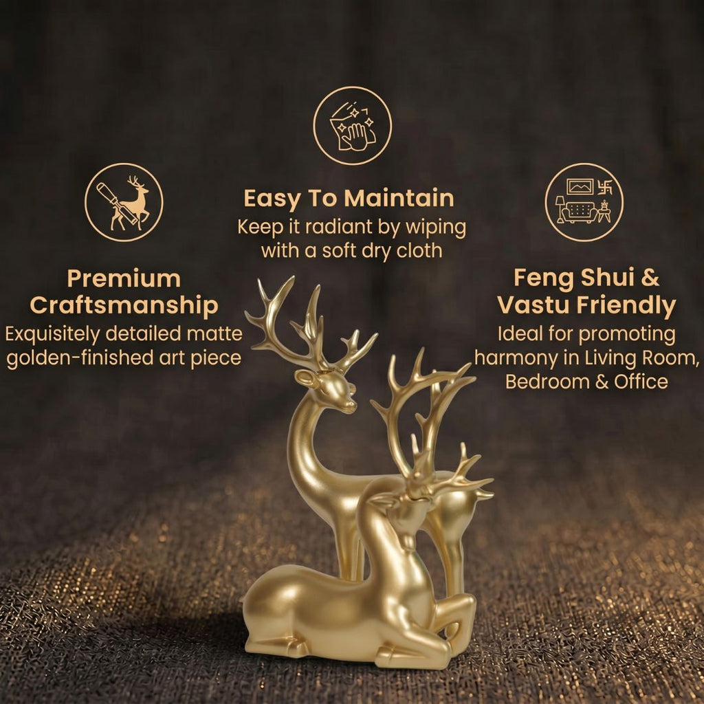 Short Details of Elegant Standing Deer Showpiece