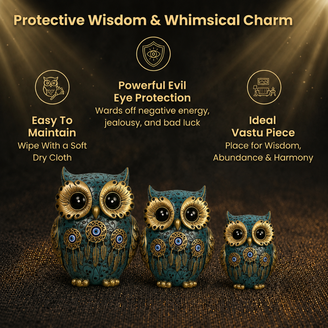 Short Details of Elegant Trio of Owls