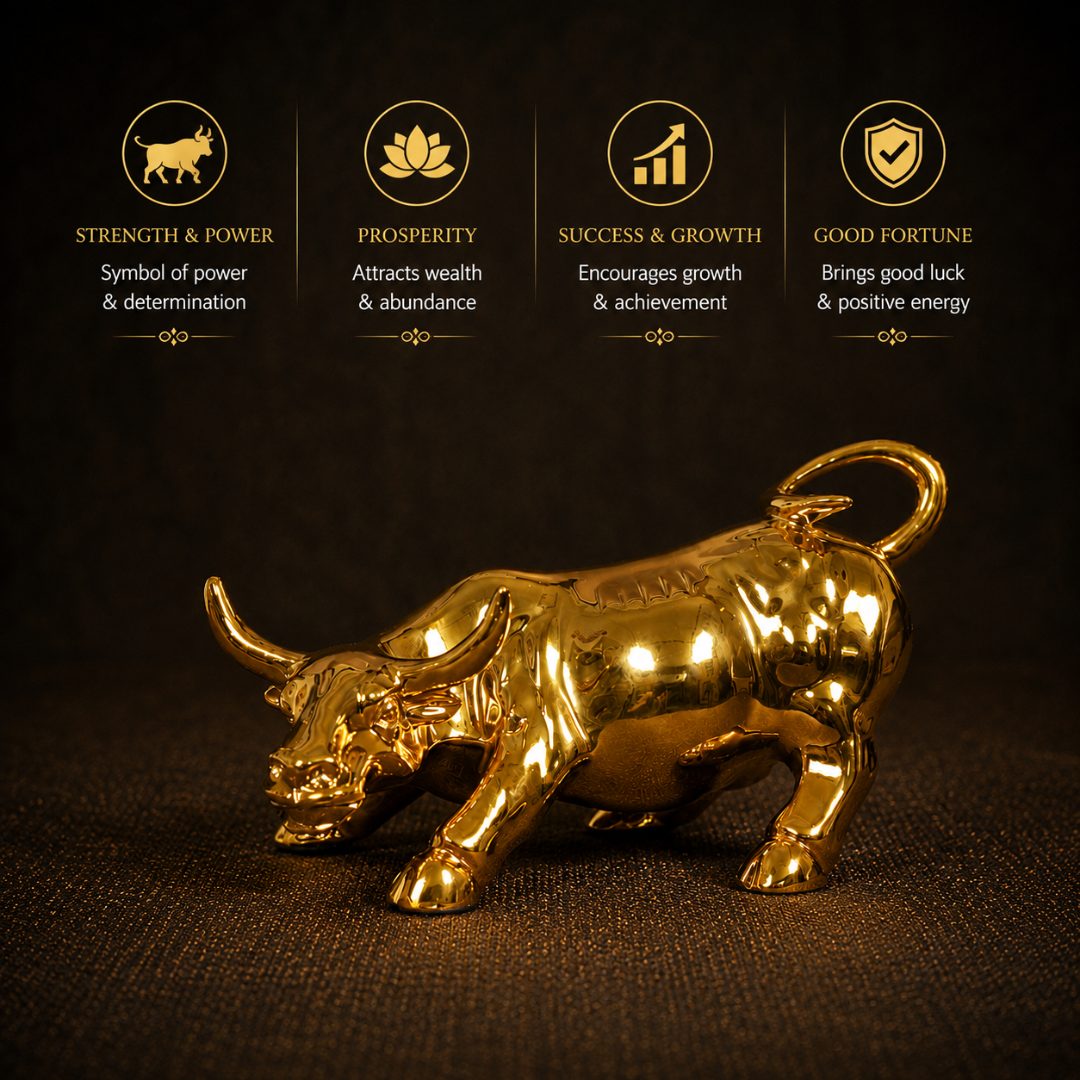 Short Details of Golden Charging Bull Statue