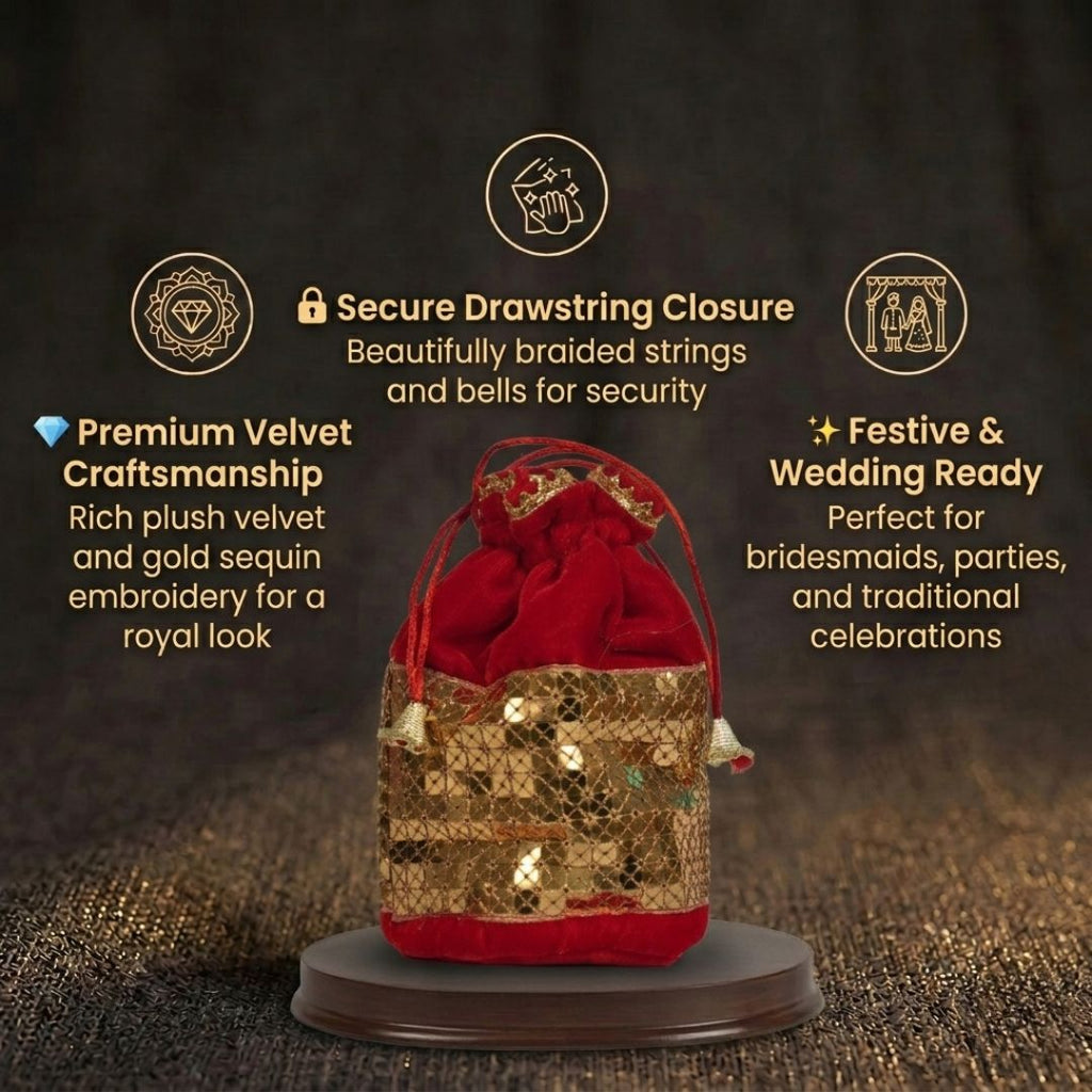 Short Details of Golden Glamour Laxmi Potli Bag 