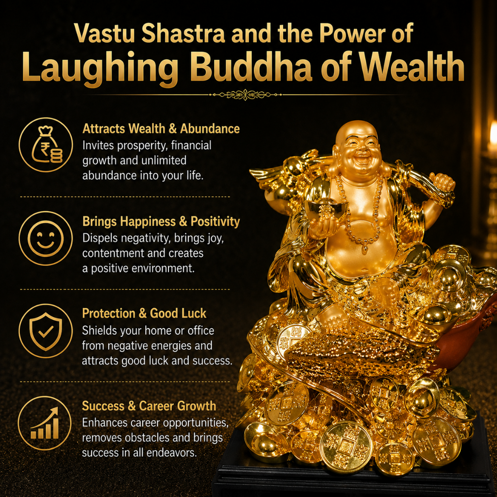 Short Details of Golden Laughing Buddha Murti