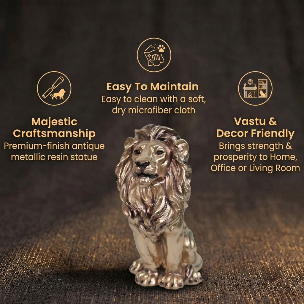 Short Details of Majestic Sitting Lion Figurine