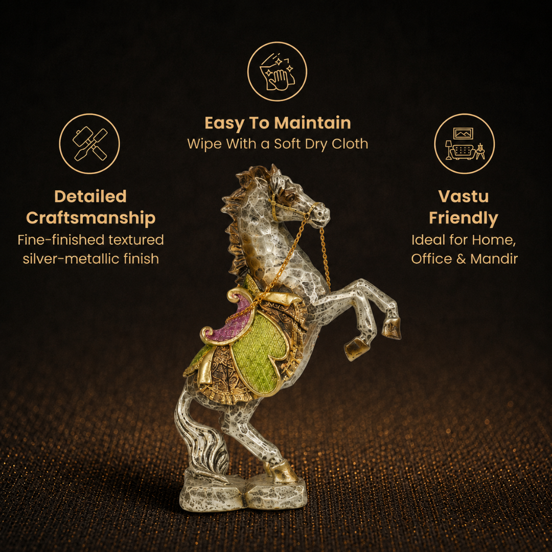 Short Details of Ornate Rearing Horse Figurine