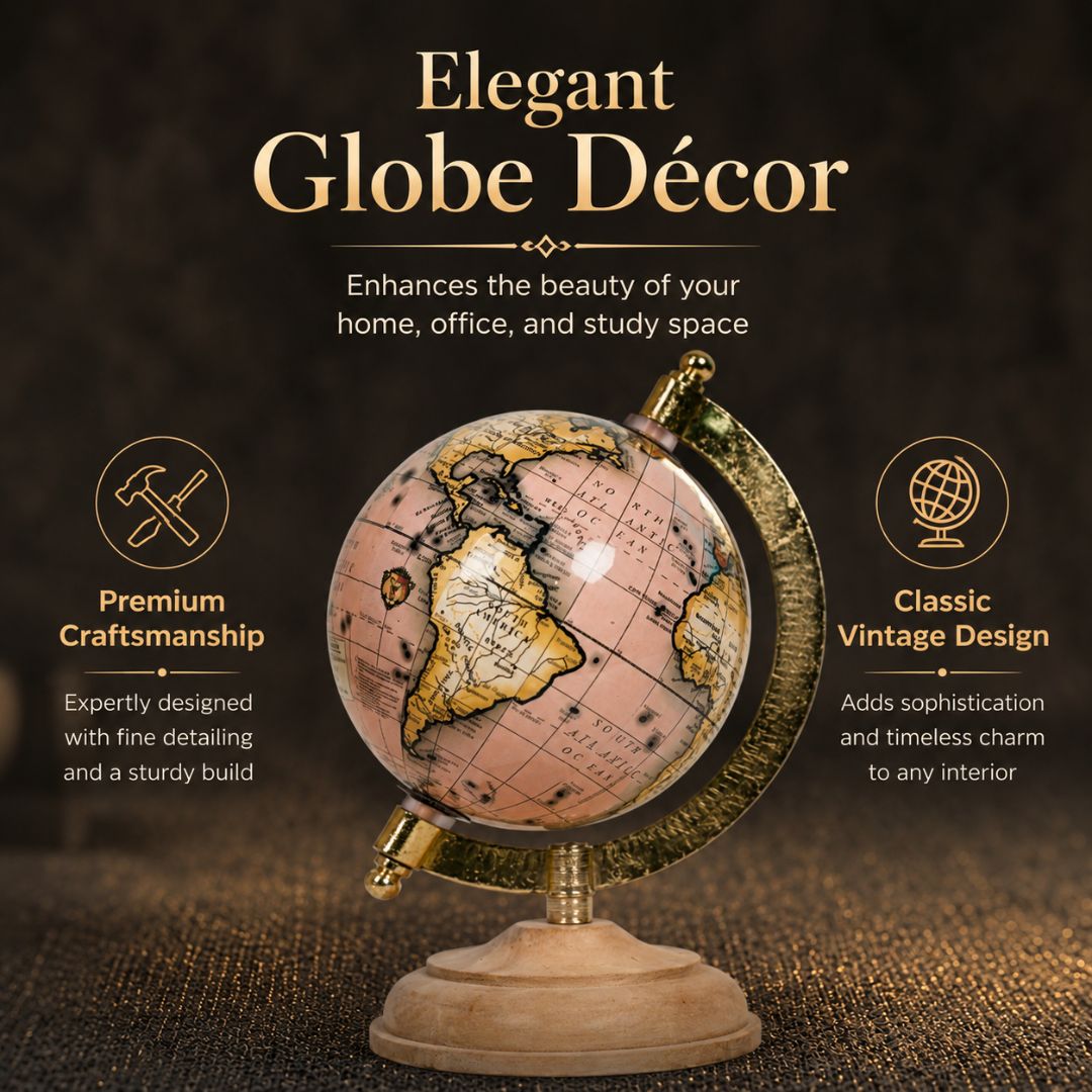 Short Details of Vintage-Style Pink Desktop Globe