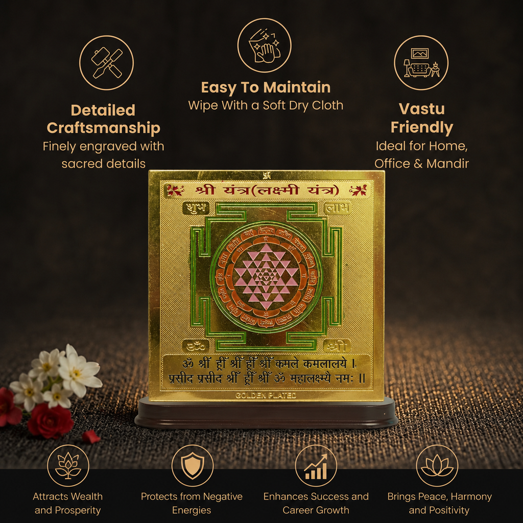 Short details of Gold Plated Shree Yantra (Lakshmi Yantra)