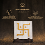 Short details of Golden Swastik Engraved Natural Square Selenite Plate