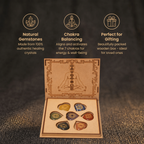 Short details of Natural 7 Chakra Engraved Heart Gemstones Set
