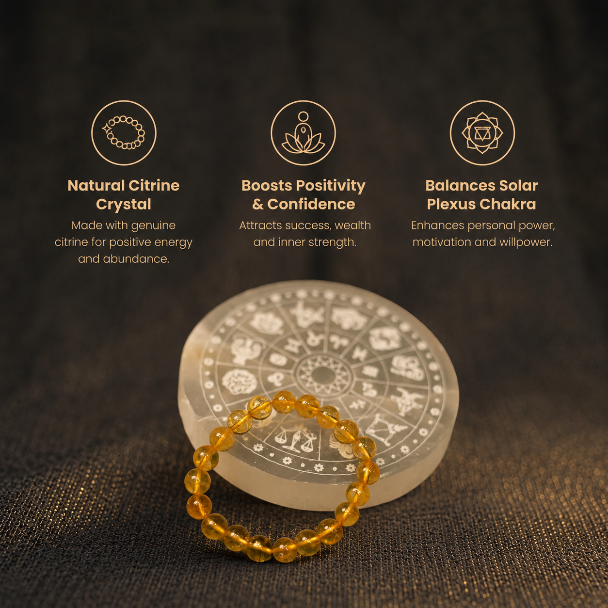 Short details of Natural Citrine Stone Bracelet – Money & Success Crystal for Vastu